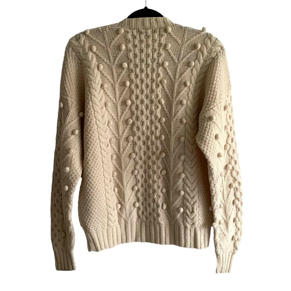 Vintage Hand Knit Wool Sweater Cream L - Picture 2 of 7